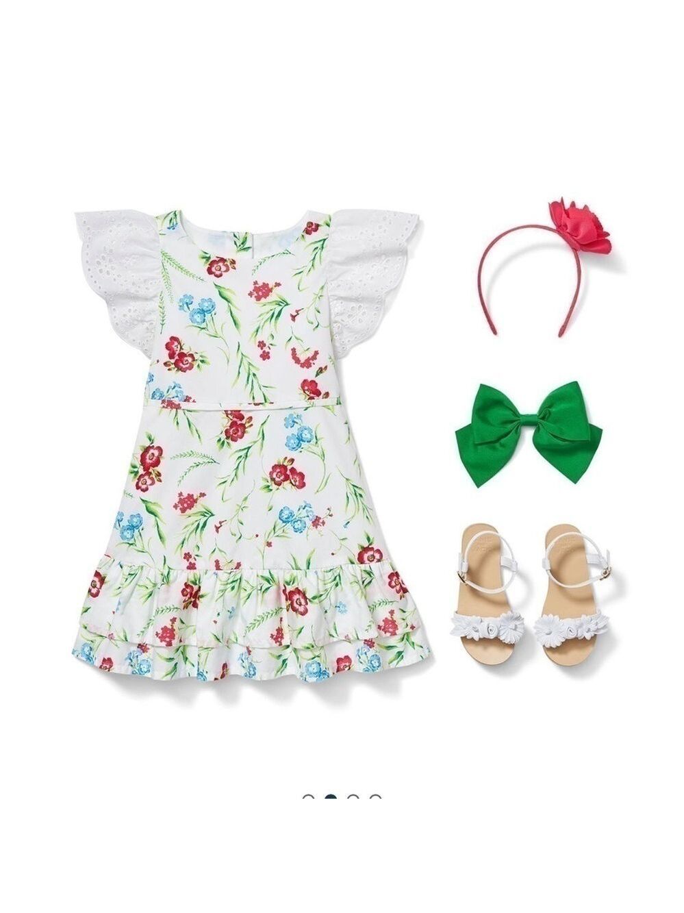 EYELET SLEEVE FLORAL DRESS